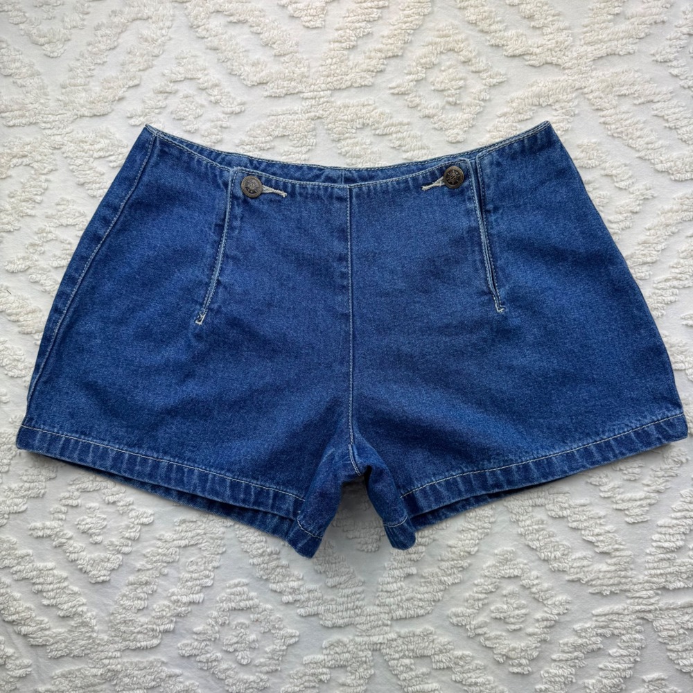 S.L.A. Vintage High Waisted Denim Shorts Blue 5/6 Retro 90s Y2K Festival Sailor